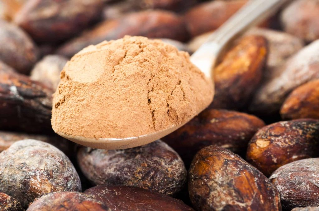 cacao beans and powder
