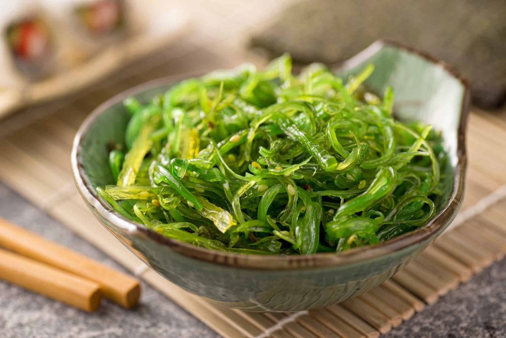 fresh seaweed salad in a bowl