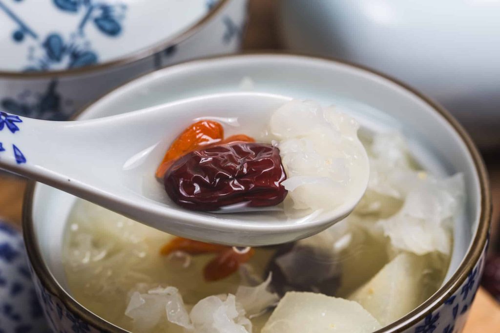 Peach gum and tremella soup