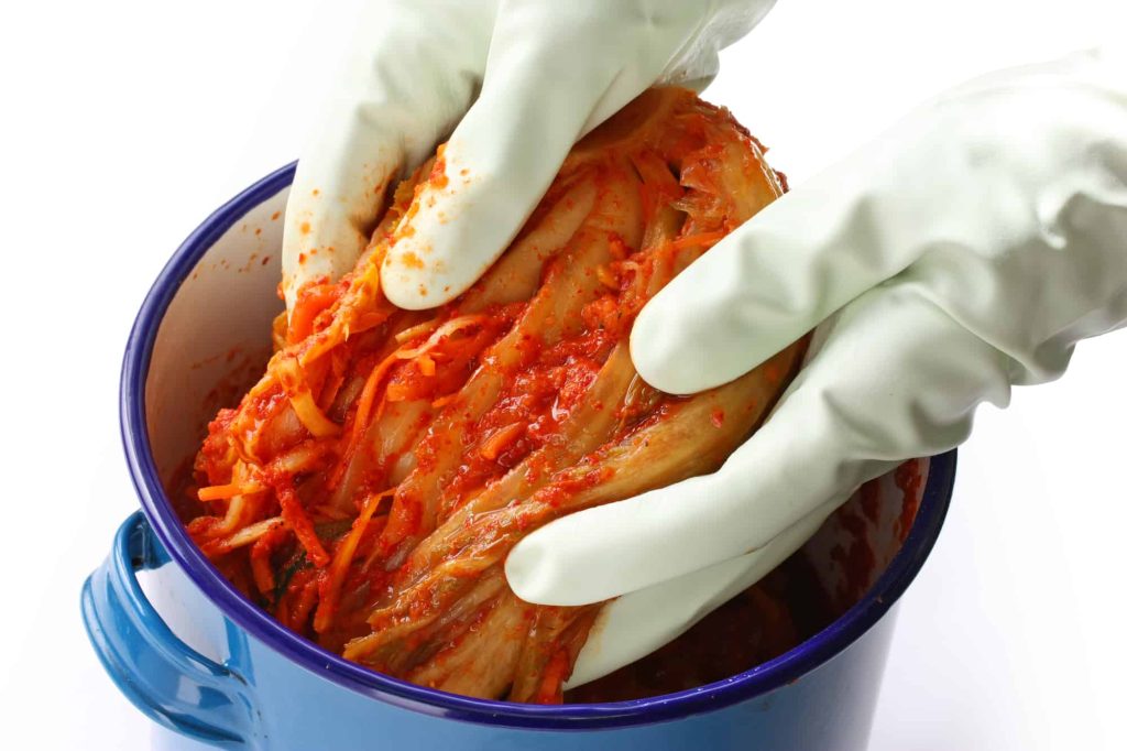 kimchi preparation, mixing all the ingredients