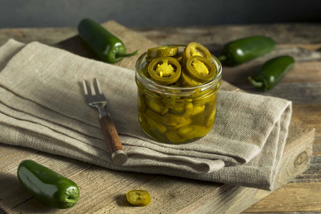pickled jalapenos in a jar