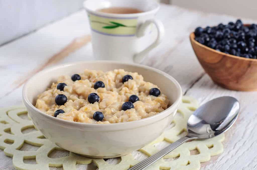 oatmeal cereal in a white bowl