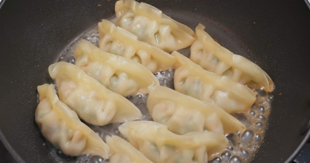 dumplings in frying pan