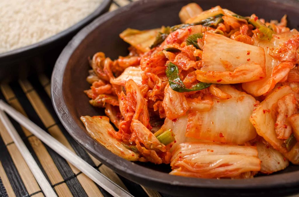 a bowl of traditional Korean kimchi